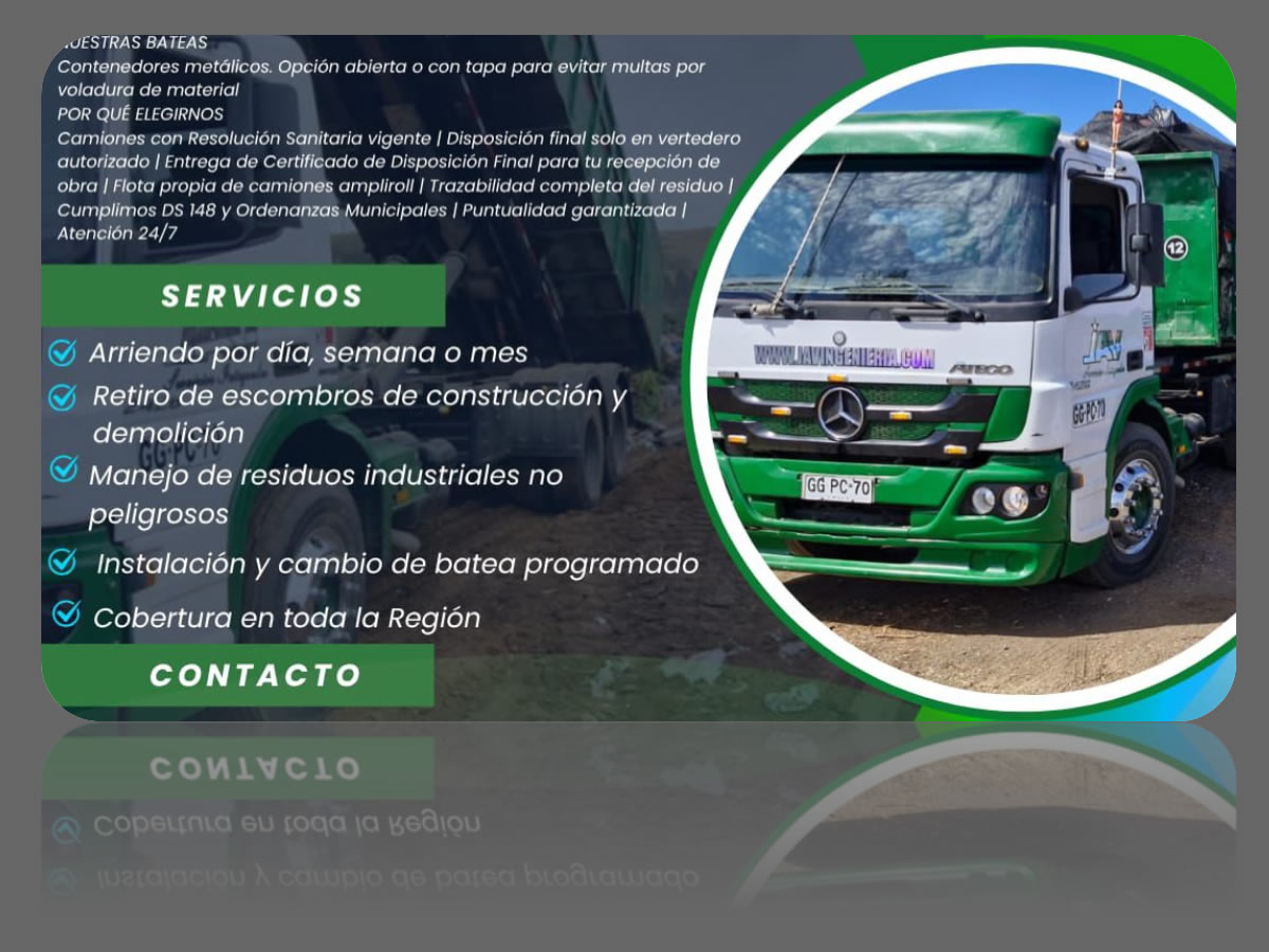 Bateas y gestión de residuos — JAV Ingeniería y Transportes